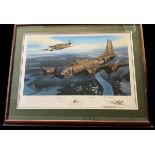 The Guardian WWII multi signed print 38x30 inch overall mounted and framed Victory Remarque