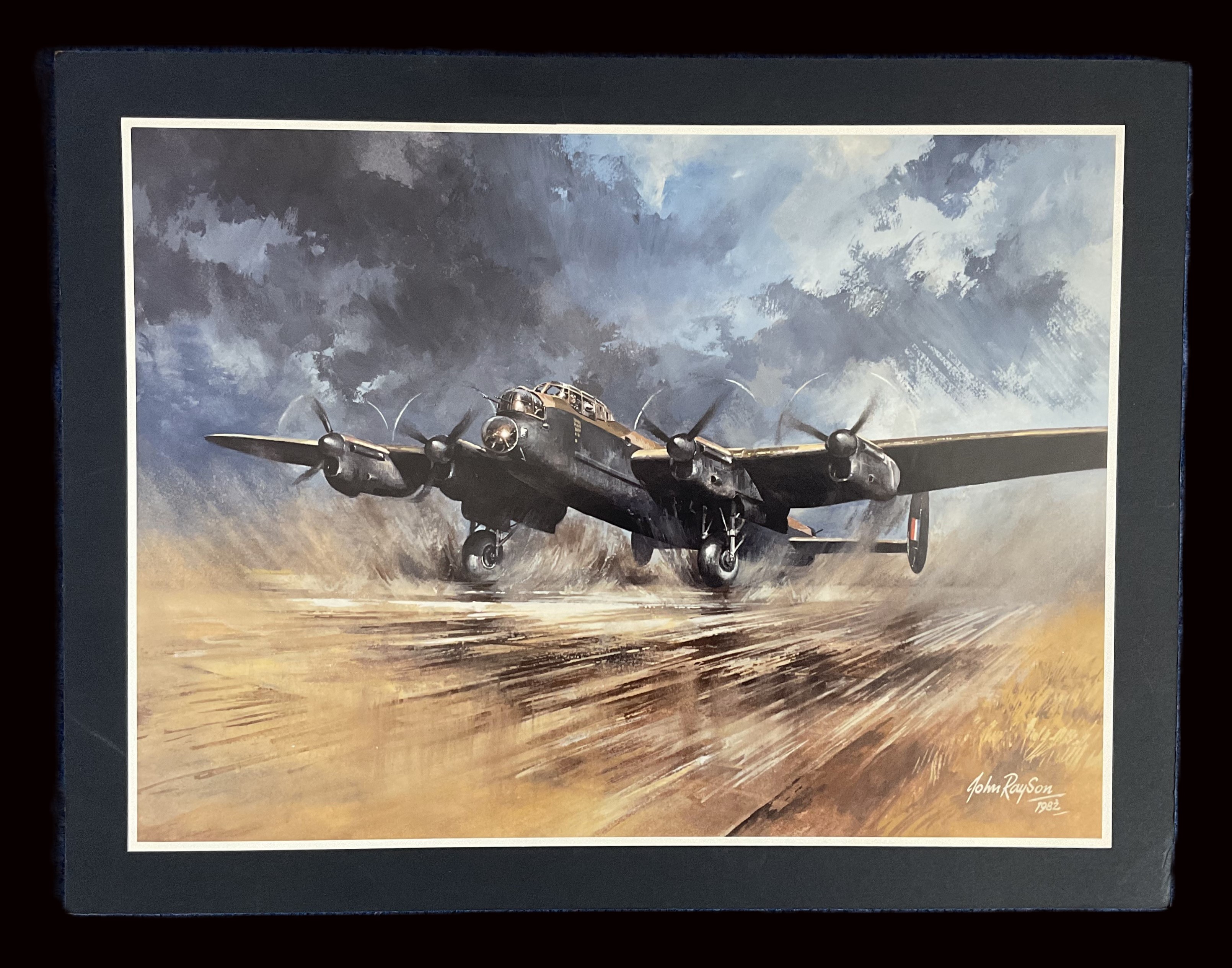 WW2 Colour Print Lancaster Bomber Taking Off By John Rayson 1982. Measures 17x13 inches appx. Very - Image 2 of 6