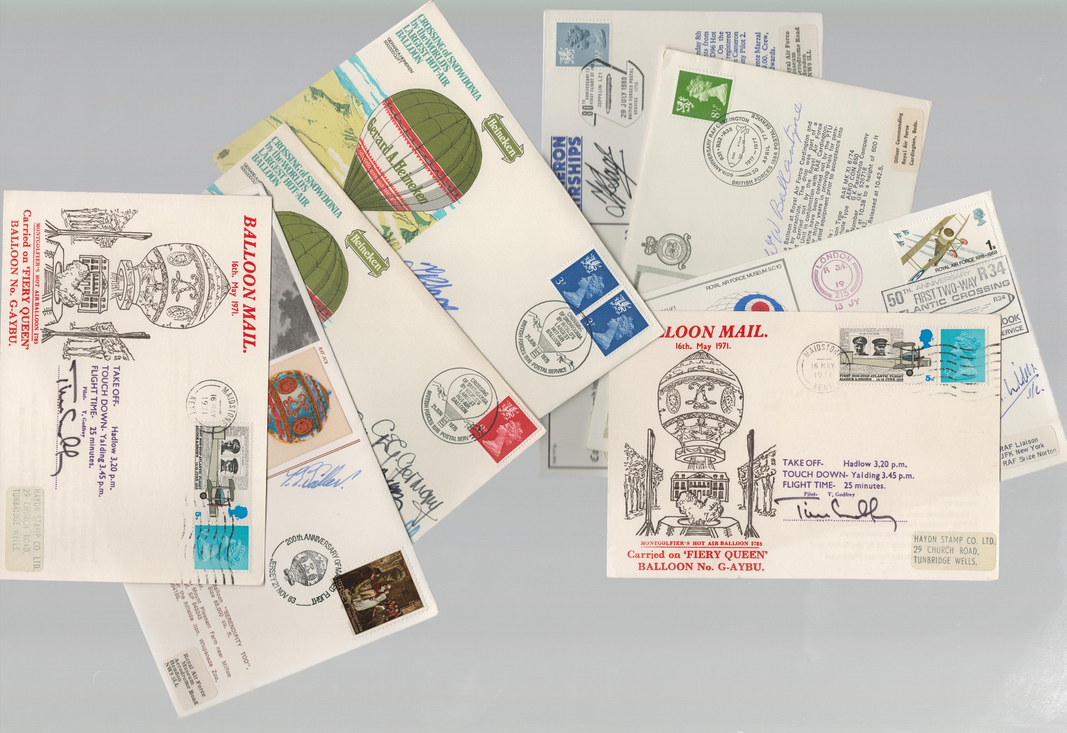 Air Balloons Collection of 16 FDCs signatures include T Godfrey, Tony Gowin Jones, W W Ballantyne,