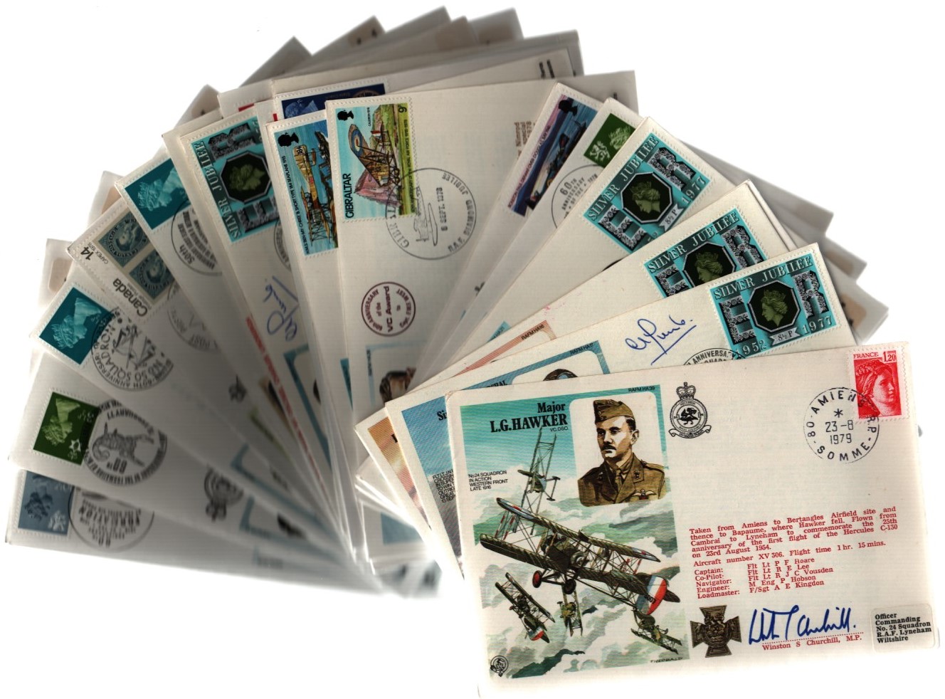 RAF Museum Collection of 22 Signed FDCs signatures include Winston S Churchill (Grandson), J D
