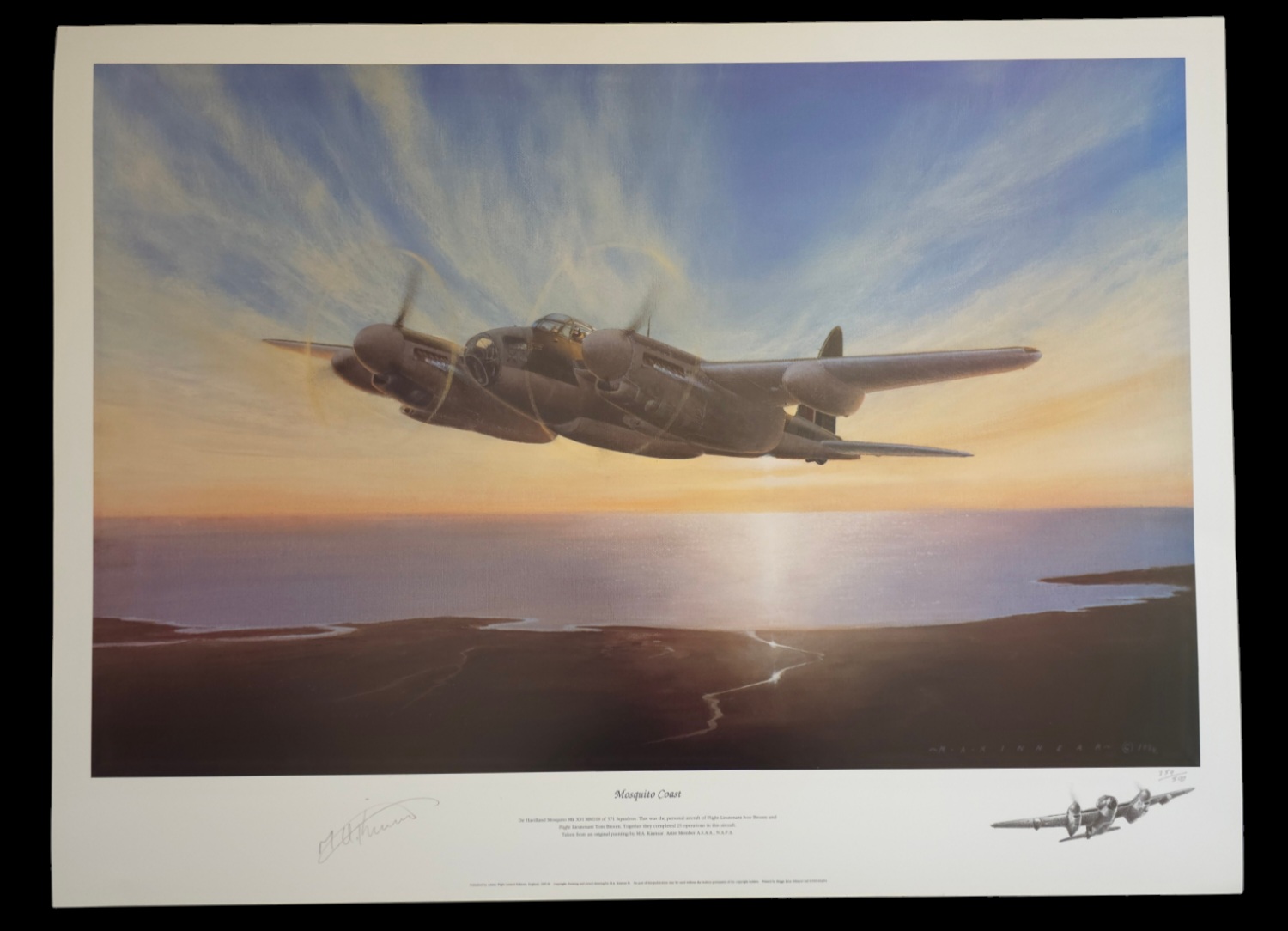 WW2 Colour Print Titled Mosquito Coast by M A Kinnear. signed in pencil by the artist. Measures - Image 2 of 3