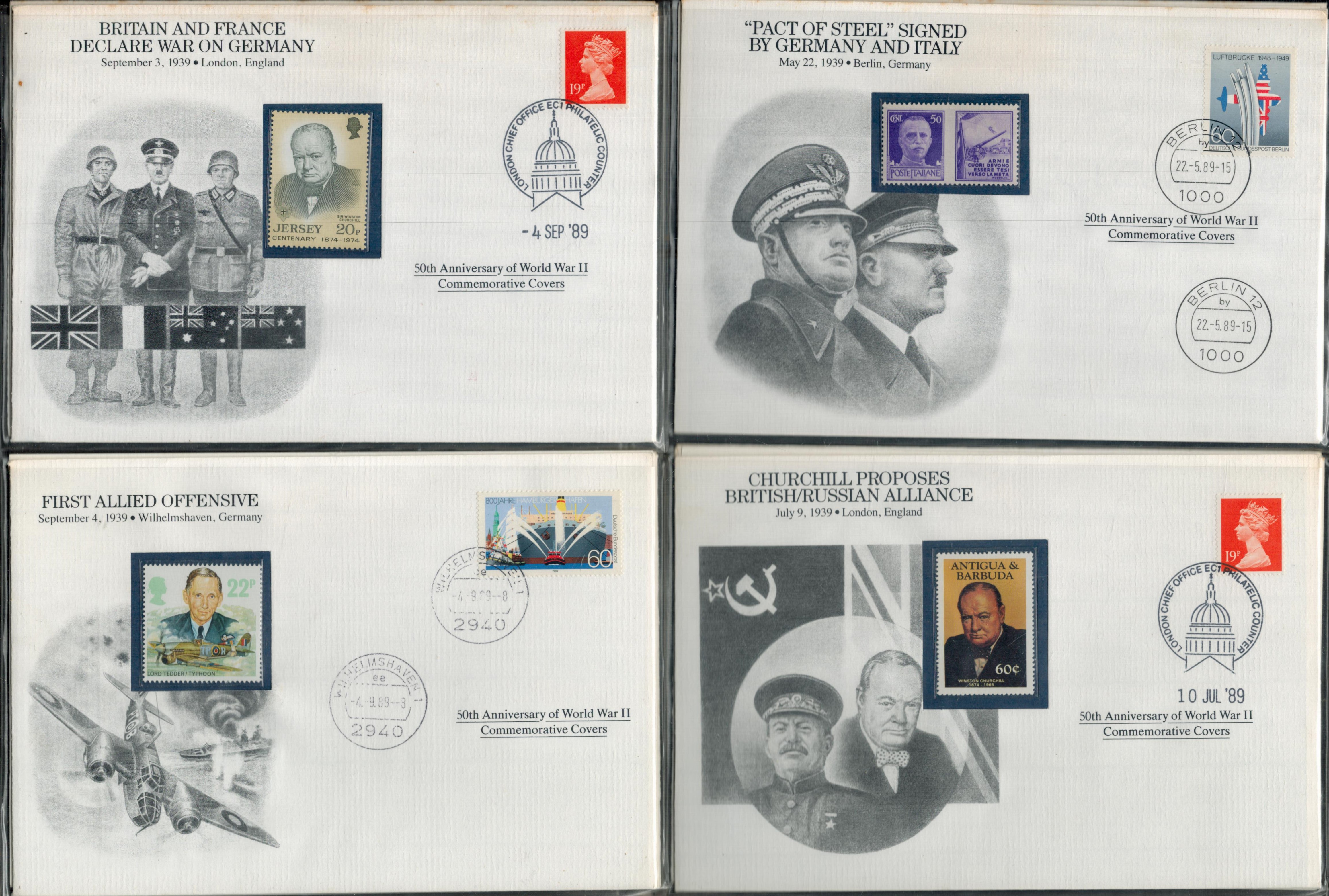 Collection of 72 Commemorative Covers 50th Anniversary World War 11 Commemorative Cover with