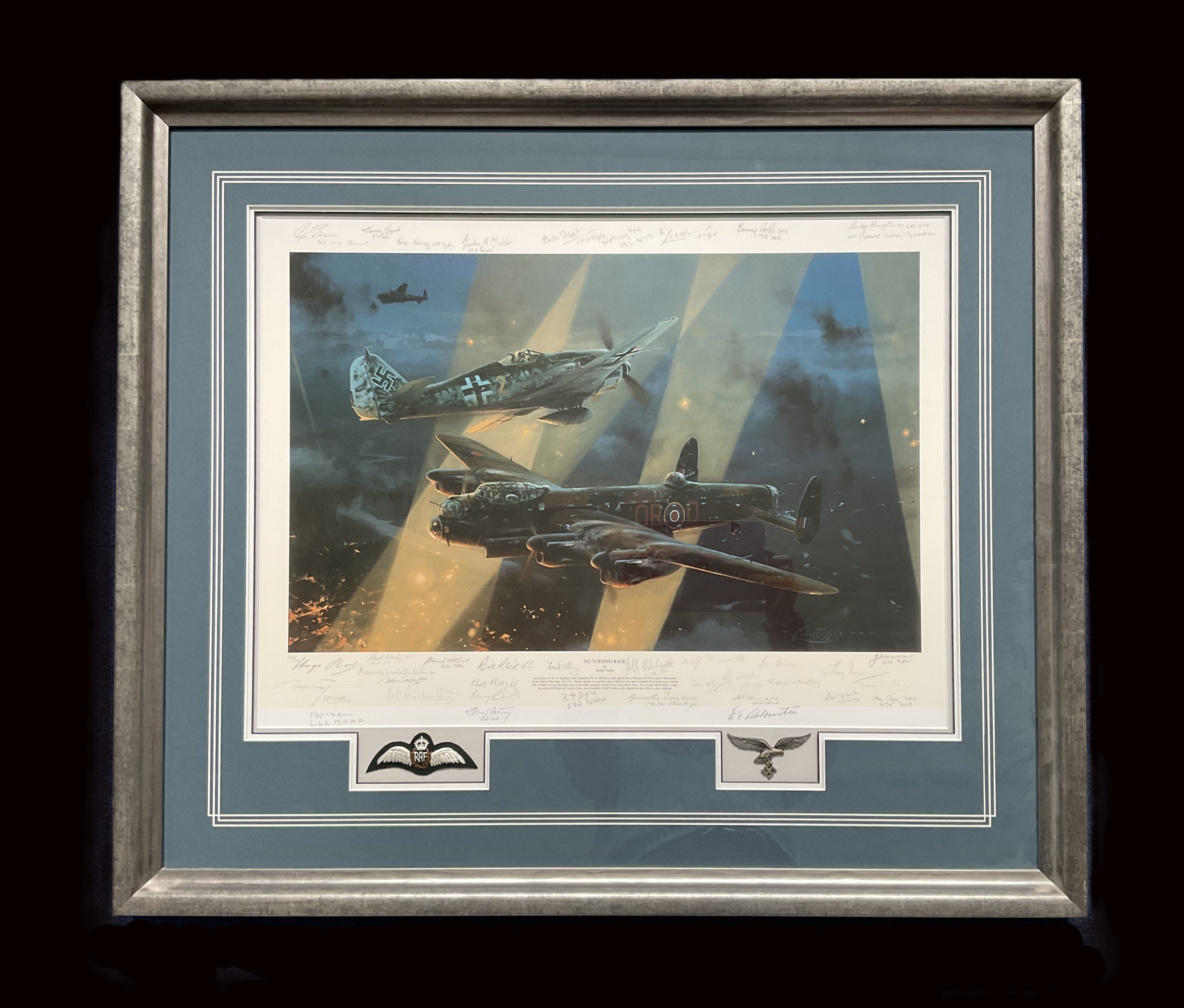 WW2 multi signed veterans print titled NO TURNING BACK by Robert Taylor Mounted and Framed Limited - Image 3 of 6