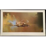Spitfire by Barrie Clark 40x23 inch colour print. Good Condition. All autographs come with a
