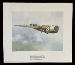 WW2 Colour Print Titled Consolidated Liberator B24J by Brian Knight. Measures 16x13 inches appx.