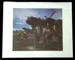 WW2 Colour Print Titled Minions of the Moon by Michael Turner. Measures 21x17 inches appx. Very Good