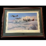 Fighting Red Tails WWII multi signed print 36x28 inch framed and mounted print limited edition 66/