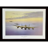 WW2 Colour Print Titled Lancasters Climbing Out by Keith Aspinall. Measures 16x12 inches appx.