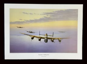 WW2 Colour Print Titled Lancasters Climbing Out by Keith Aspinall. Measures 16x12 inches appx.