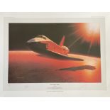 NASA Space Shuttle 27x20 inch limited edition colour print titled Challengers Glory signed in pencil