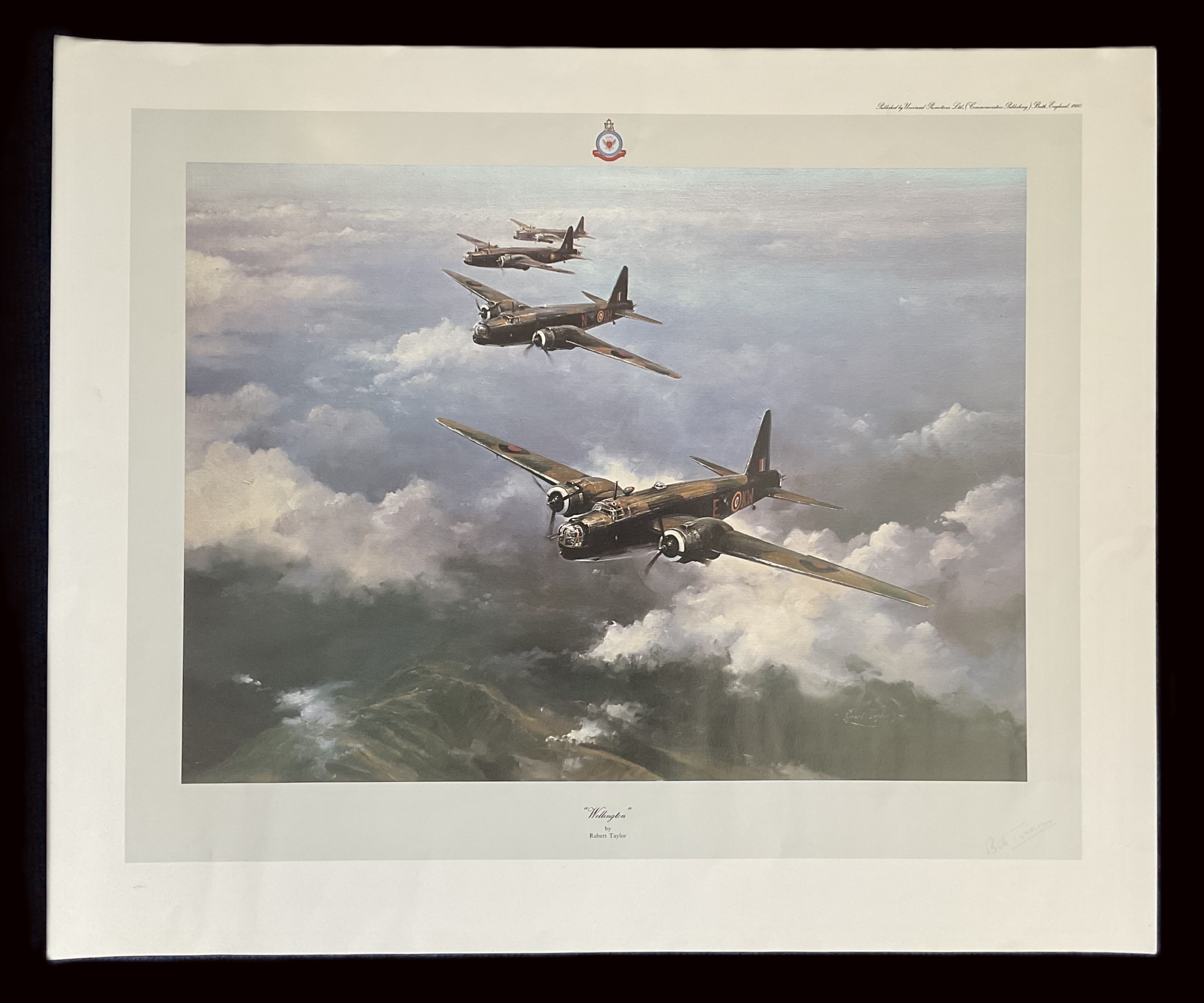 WWII Wg Cdr Bill Townsend Signed Wellington Colour Print by Robert Taylor. Signed in pencil. Print - Image 3 of 6