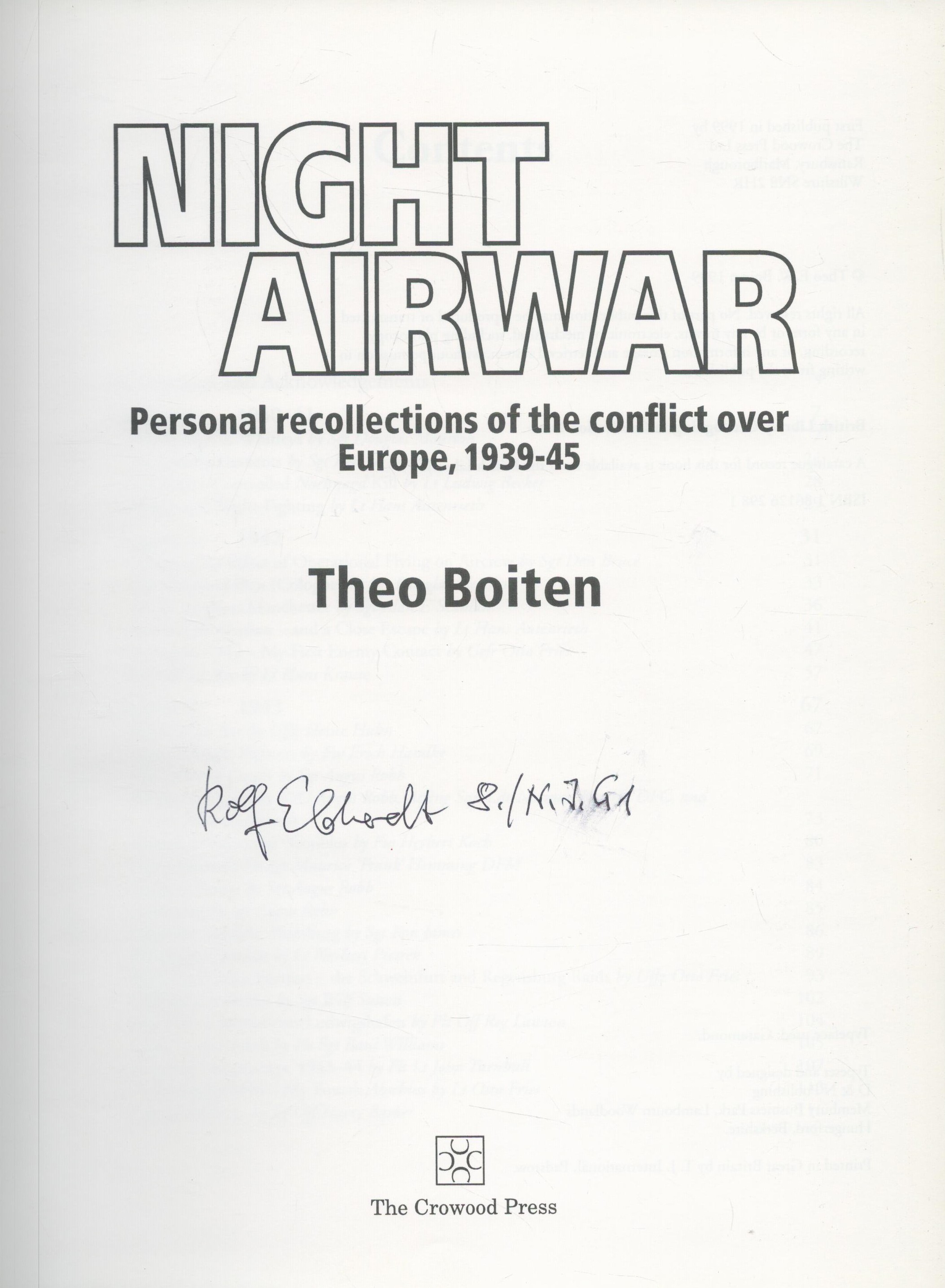 WWII Rolf Ebartd Signed Book Night Air war Personal Recollections of the conflict over Europe, - Image 4 of 9
