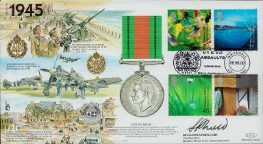 WWII Brigadier S.P.Nield signed Great War 1945 FDC PM 1939-1945 The Defence Medal V1 AND v2 Assaults