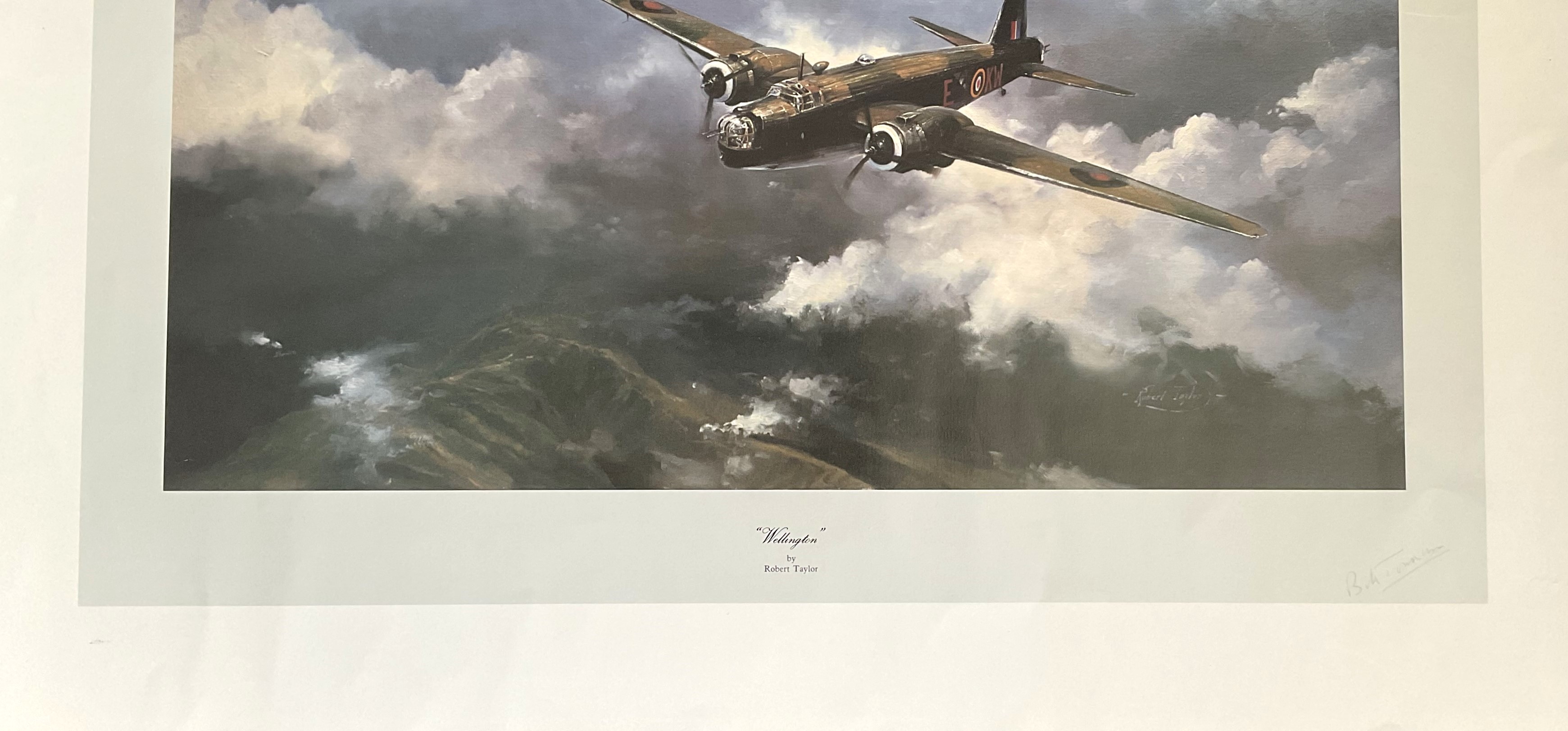 WWII Wg Cdr Bill Townsend Signed Wellington Colour Print by Robert Taylor. Signed in pencil. Print - Image 5 of 6