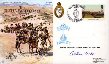 WWI and WWII Major General Ashton Wade CB,OBE,MC signed The Quetta Earthquake 1935 commemorative FDC