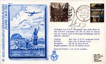 WWII Group Captain Harry David Hicks MBE signed 40th Anniversary of Operation Manna 29 April -5