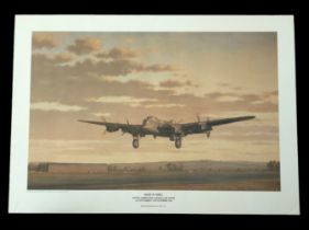 WW2 Colour Print Titled Home On Three Dawn Landing For A630 SQN Lancaster At east Kirby,