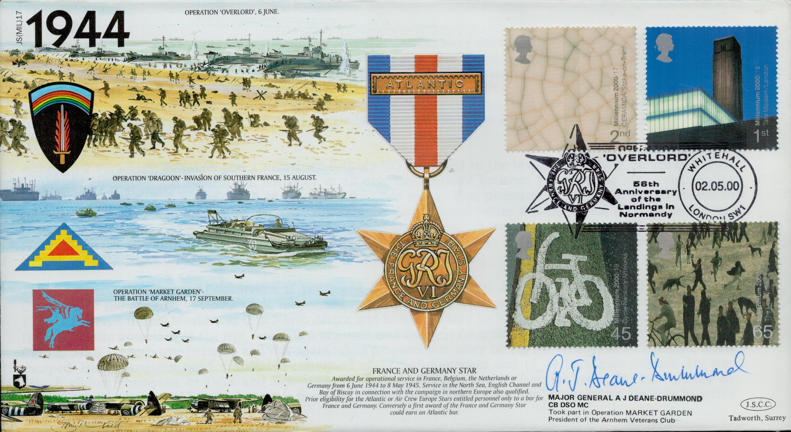 WWII Major General A J Deane Drummond CB DSO MC signed Great War 1944 Commemorative FDC (JSM(MIL)17) - Image 2 of 3