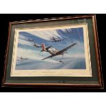 WW2 Print titled Jet Hunters by Robert Taylor. Limited 61/150. Multi signed in pencil by the