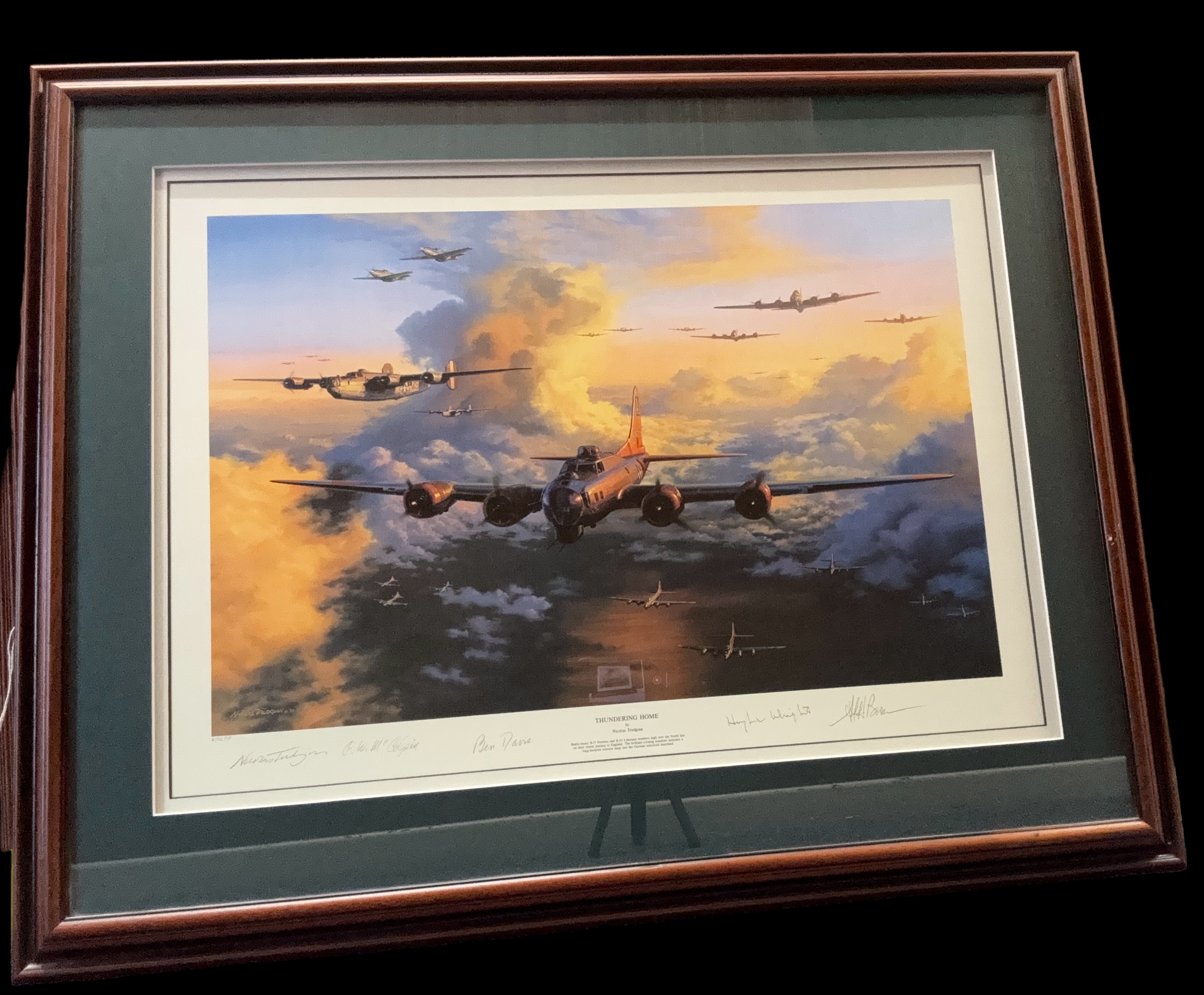 WW2 Print titled Thundering Home by Nicolas Trudgian. Limited 2/50 Printers Proof, multi signed by - Image 2 of 3