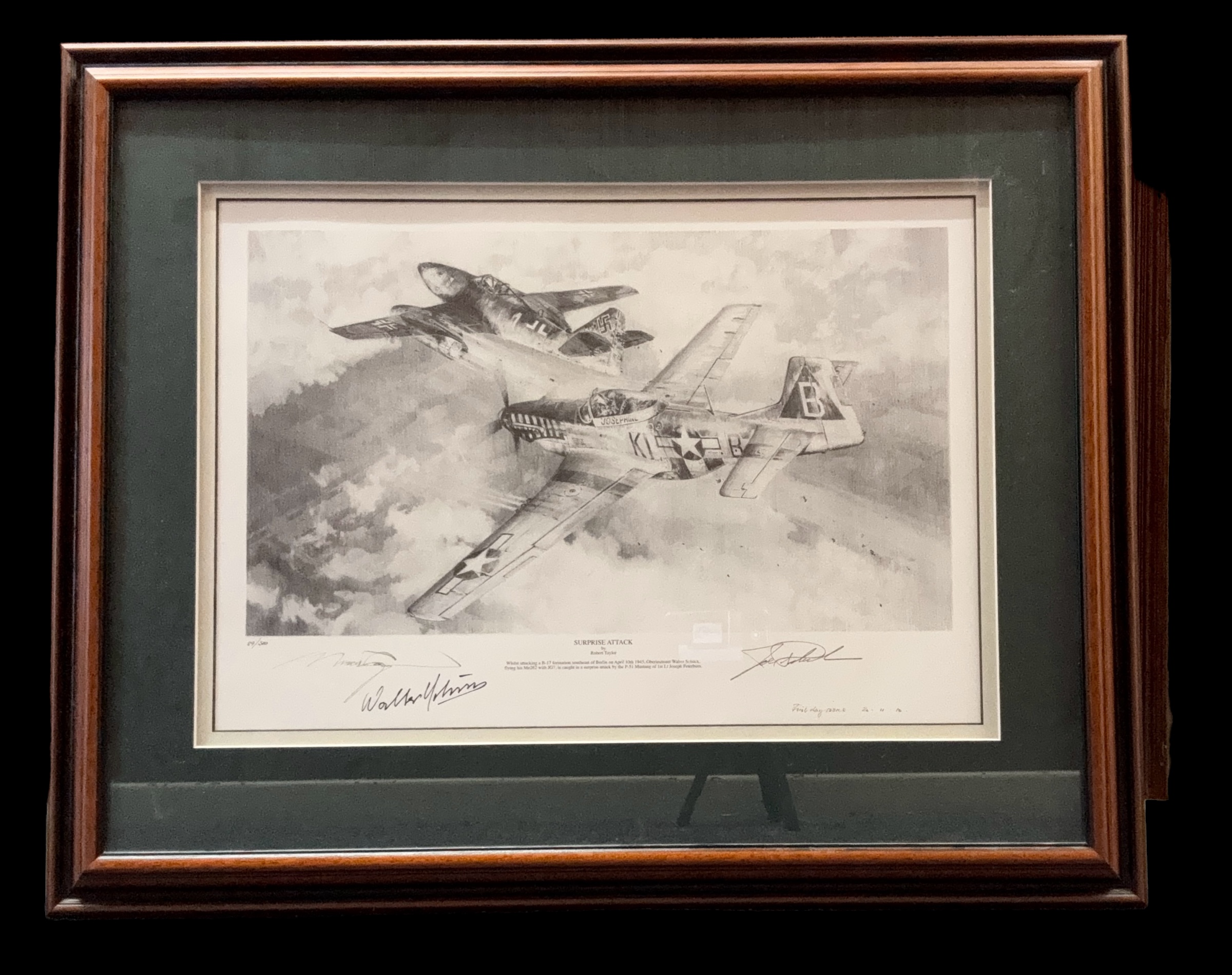 WW2 Print titled Surprise Attack by Robert Taylor. Limited 89/500 F.D.I 20.11.2010. Multi signed - Image 3 of 3