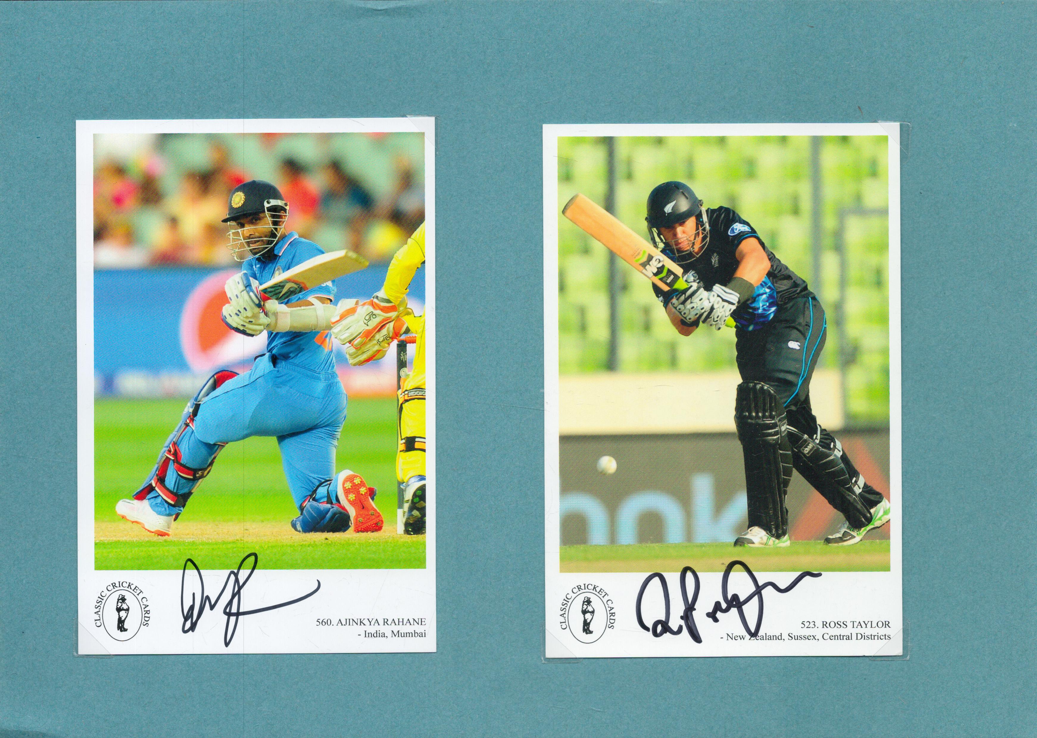 Ajinkya Rahane and Ross Taylor signed 6x4 colour photos. Good condition Est.