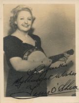 Tessie O'Shea signed 2x2inch black and whit4e photo. Dedicated. Good condition Est.