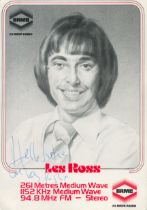 Les Ross signed 8x6inch black and white promo photo. Dedicated. Good condition Est.