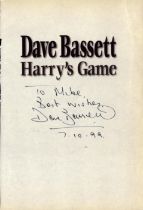 Dave Bassett signed Harry's Game title page no book. Dedicated and dated 1999. Good condition Est.