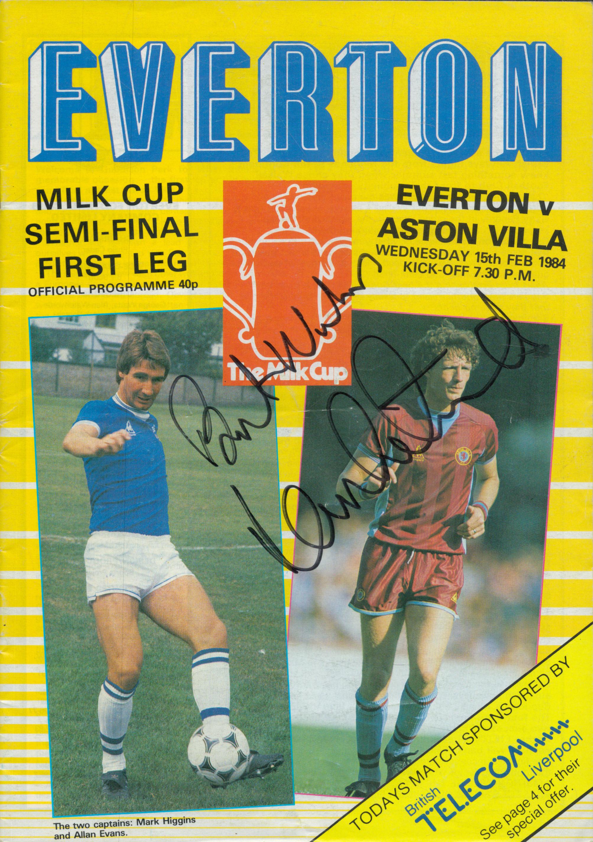 Dennis Mortimer signed Milk Cup Semi Final Programme 1984 Everton V Aston Villa. Good condition