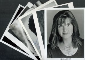 Actresses and Actor. 6 x Collection Signed 10x8 Inch Promo. Black and White Photos. Signatures