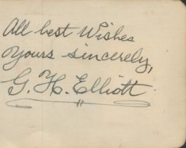 G H Elliott clipped signature. Good condition Est.