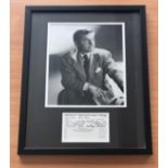 Mickey Rooney signed and framed Immigration Act 1971 Landing Card with black and white photo