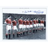 Autographed MAN UNITED 16 x 12 Photo-Edition : Colorized, depicting Man United's Busby Babes