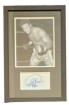 George Foreman signed signature piece Approx. 6x3.5 Inch include unsigned colour photo 10x8 Inch.