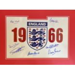 England 1966 World Cup Winners multi signed Three Lions 20x15 inch mounted signature piece