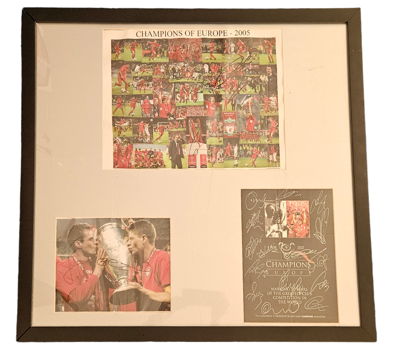 Football Superb Liverpool Multi Signed Champions of Europe - 2005 Presentation Display in Black