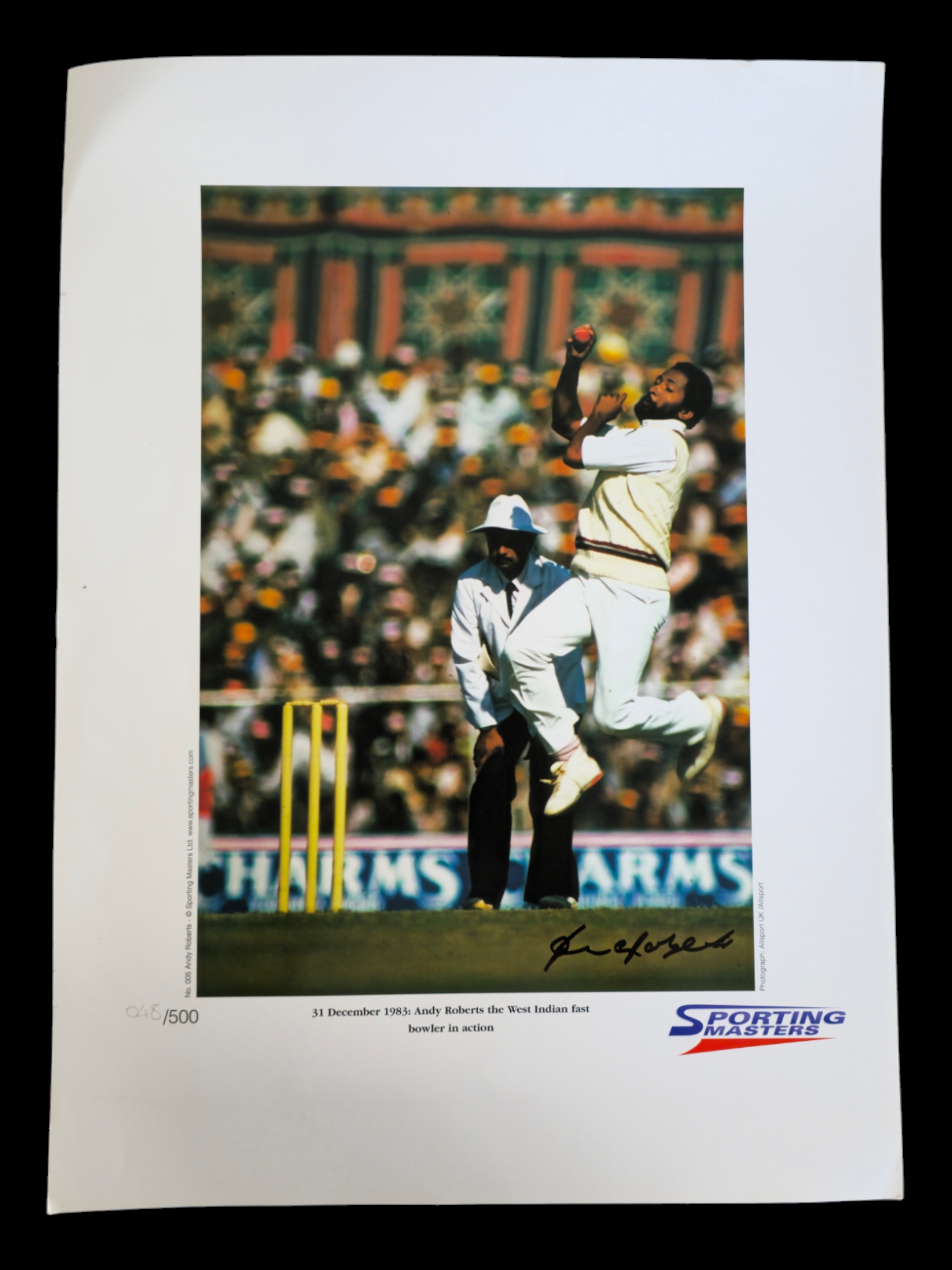 Andy Roberts signed 22x16 inch Sporting Masters limited edition print 48/500. Good Condition. All