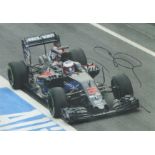 Jenson Button signed 12x8 inch colour photo pictured while driving for McLaren in Formula One.