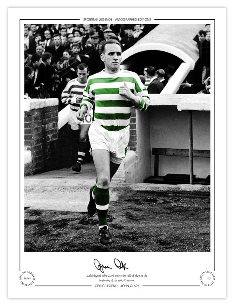 Autographed JOHN CLARK 16 x 12 Limited Edition : Colorized, depicting Celtic centre-back JOHN