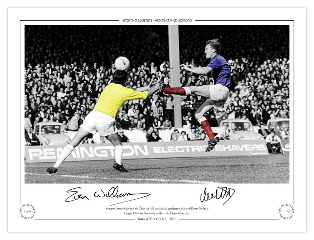 Autographed CELTIC v RANGERS 16 x 12 Limited Edition : Colorized, depicting Rangers striker COLIN