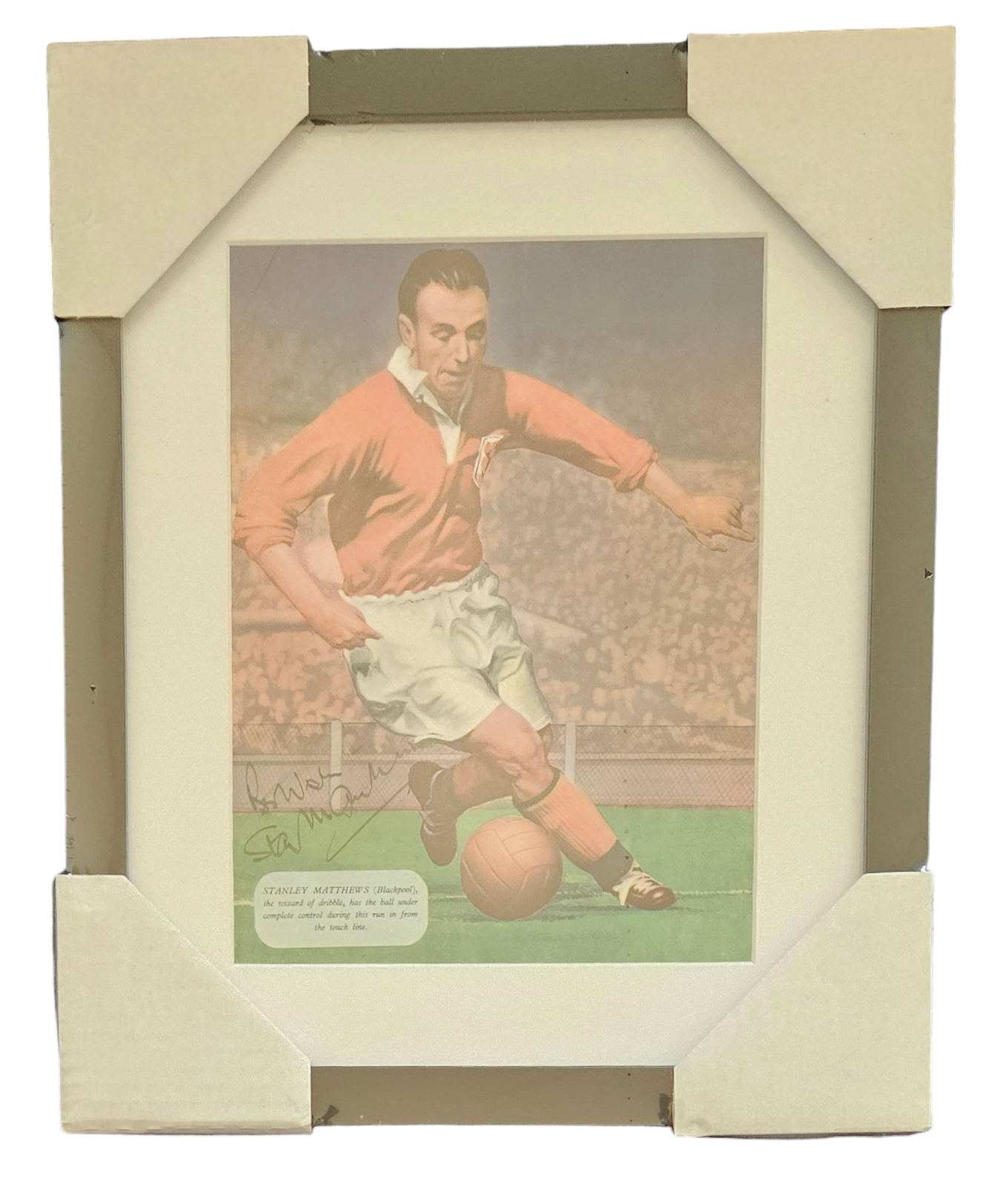 Sir Stanley Matthews, CBE signed Caricature (Blackpool) was an English footballer colour picture