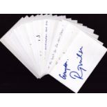 Variety of 20 Collection signed White Cards 5x3 Inch. Signatures such as Ruth Wilson. Claire