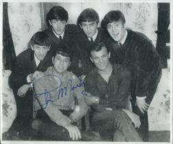 Chris Montez signed 12x10 inch black and white photo pictured with the Beatles. Good Condition.