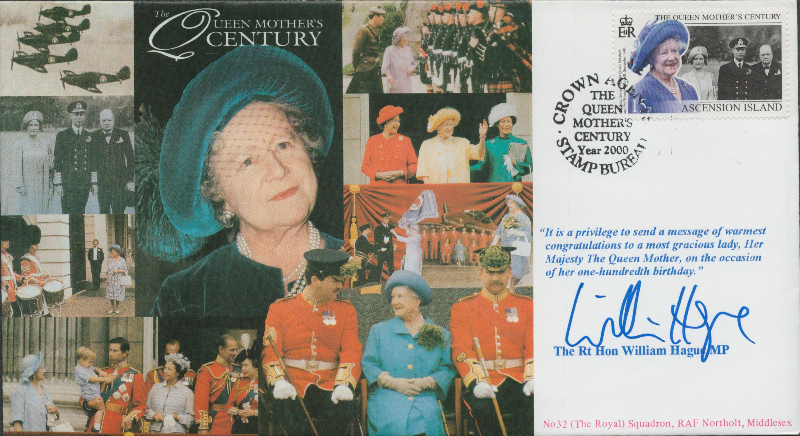 Rt Hon William Hague MP signed The Queen Mothers Century FDC. Good Condition. All autographs come
