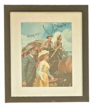Multi signed Angela Douglas and Jim Dale colour photo "Carry on Cowboy". Mounted in Black Framed