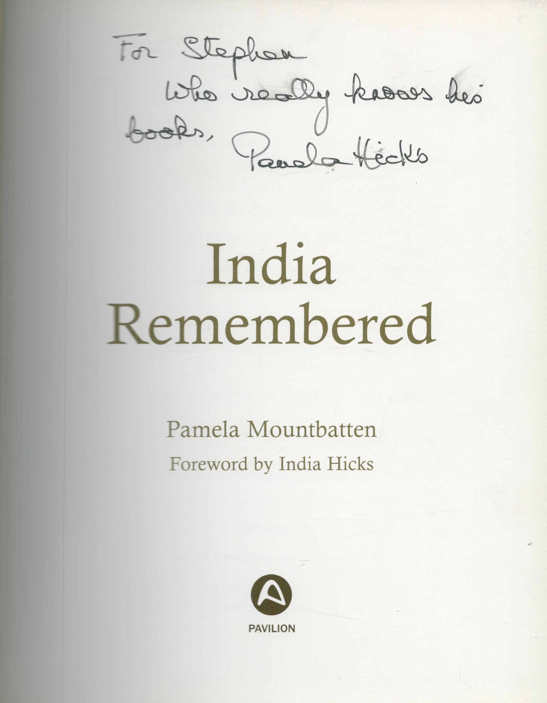 Lord Mountbatten's daughter Pamela Mountbatten, signed and inscribed in her married name of Pamela - Bild 2 aus 3