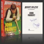 Autographed JOHN PARROTT Book : A hardback book 'Right On Cue' by former World Snooker Champion JOHN