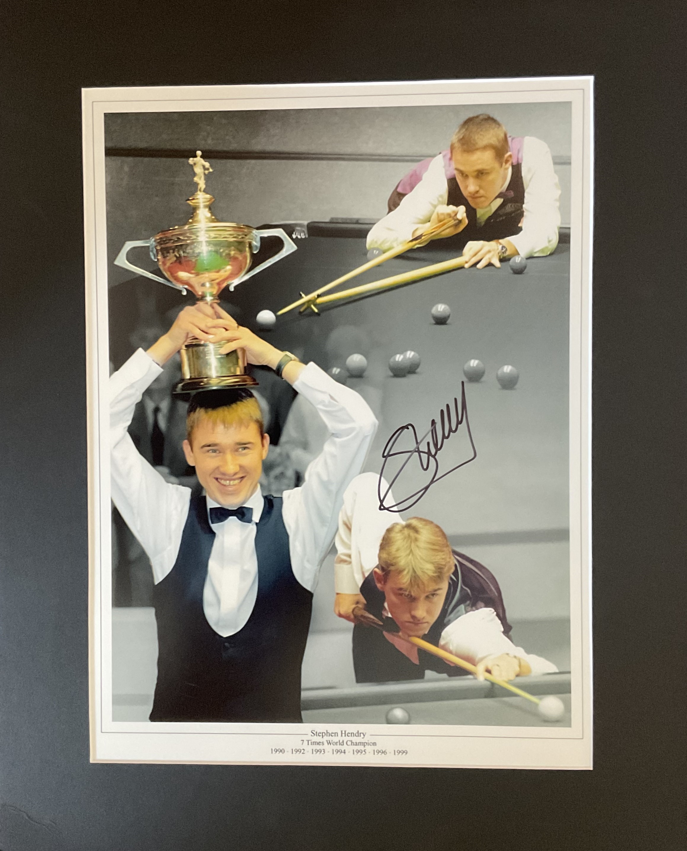 Stephen Hendry signed 20x16 inch mounted colour montage photo. Good Condition. All autographs come