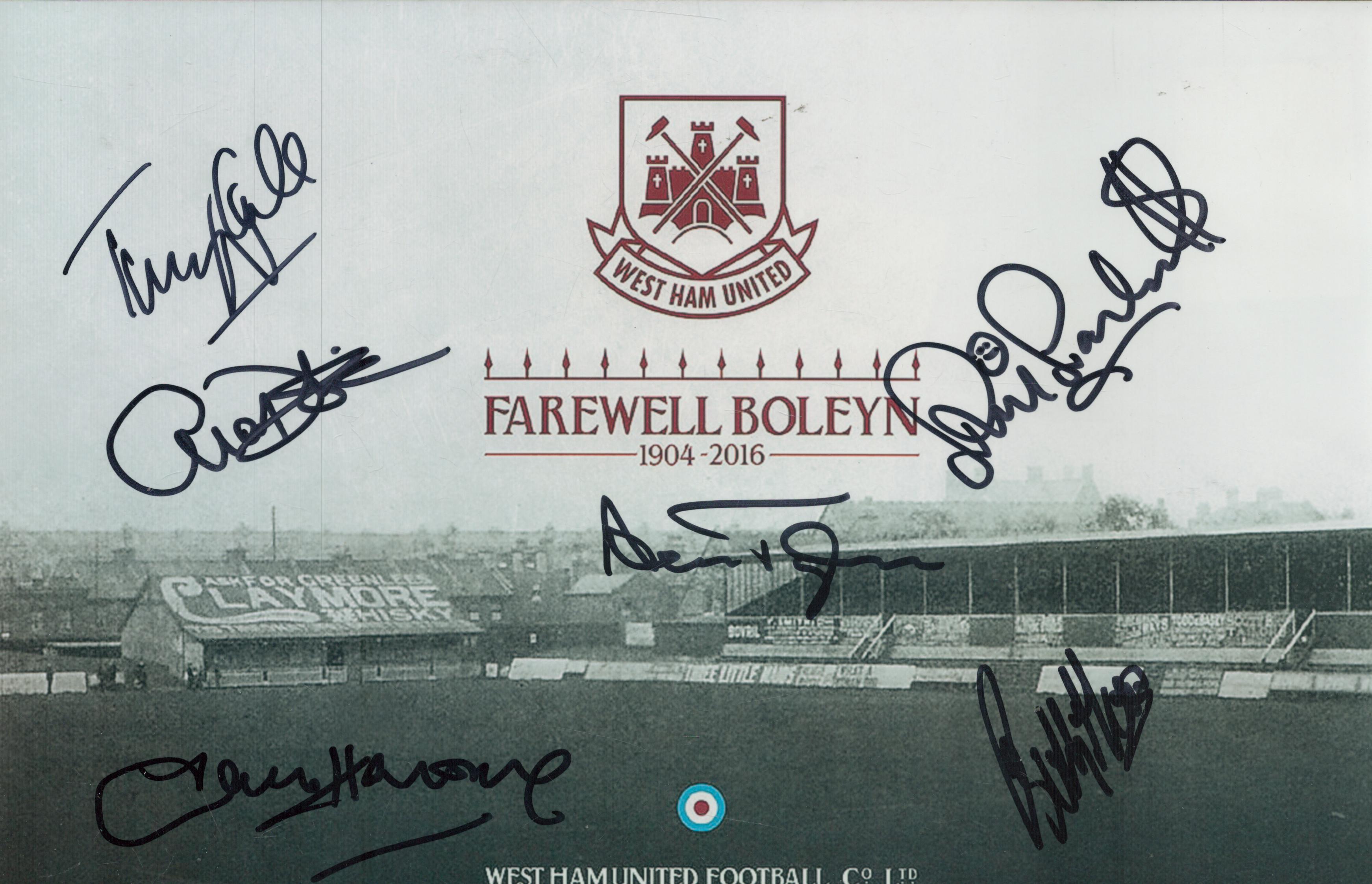 West Ham Legends Farewell Boleyn 1904-2016 multi signed photo includes Hammer greats such as Tony